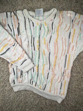 COOGI Australia Medium Cotton Sweater 3D Intricate Knit Pullover Crew Neck Adult